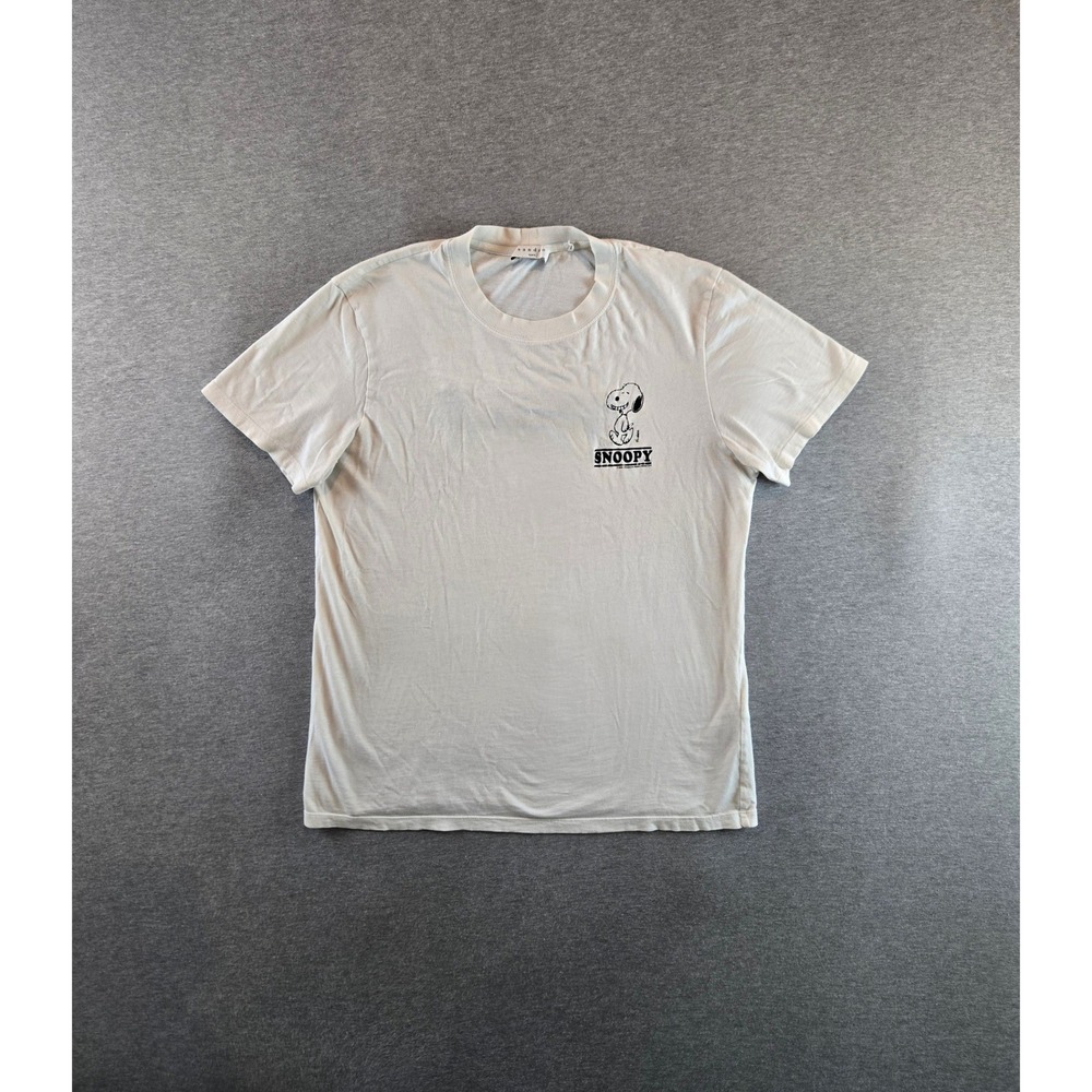 Sandro Peanuts T-Shirt Womens Large White Snoopy Smile Graphic Tee Made Portugal